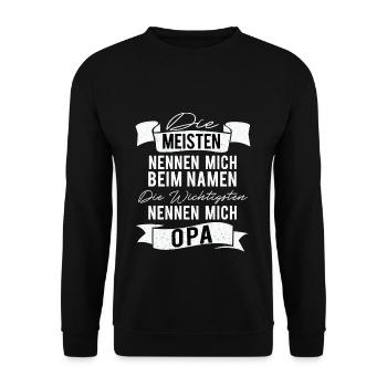 Opa Spruch Großvater Großpapa Bester Opa Geschenke - Unisex Pullover - Schwarz - Vorne - Alina (178cm) & Michal (187cm)