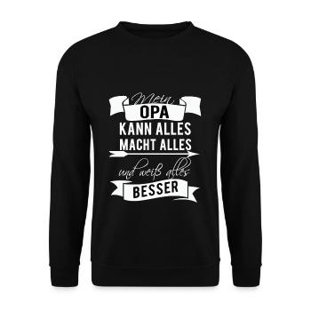 Opa Großvater Großpapa Senior Geschenk Geburtstag - Unisex Pullover - Schwarz - Vorne - Alina (178cm) & Michal (187cm)