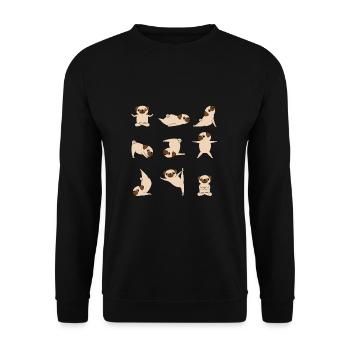 Yoga Mops Hunde Lustig - Unisex Pullover - Schwarz - Vorne - Alina (178cm) & Michal (187cm)