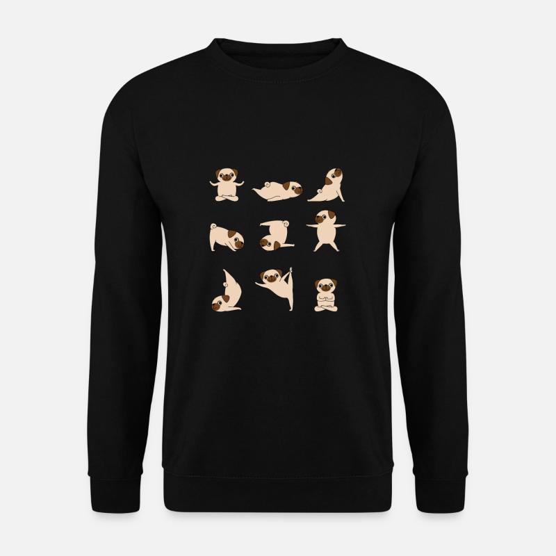 Yoga mops chiens Drôle - Sweat-shirt Unisexe - noir