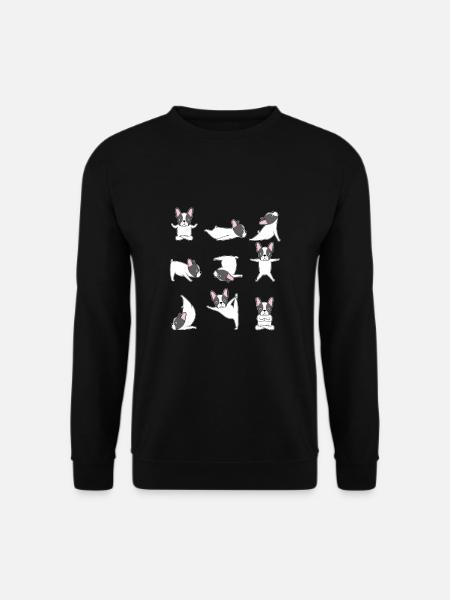 Frenchie Fränzösische Bulldogge Yoga - Unisex Pullover - Schwarz