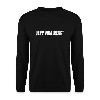 Depp vom Dienst - Unisex Pullover - Schwarz - Vorne - Alina (178cm) & Michal (187cm)