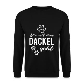 Dackel Teckel Dachshund Hundehalter Hund Geschenk - Unisex Pullover - Schwarz - Vorne - Alina (178cm) & Michal (187cm)