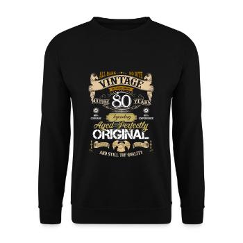 80. Geburtstag - Unisex Pullover - Schwarz - Vorne - Alina (178cm) & Michal (187cm)
