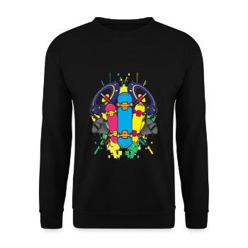 Skateboard Skateboarding Cool Listening to Music - Unisex Sweatshirt - black - Front - Alina (178cm) & Michal (187cm)