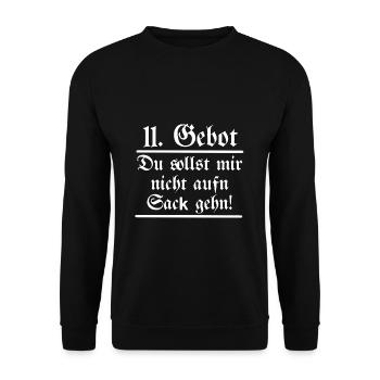 du sollst mir nicht auf den sack gehen 11 gebot - Unisex Pullover - Schwarz - Vorne - Alina (178cm) & Michal (187cm)