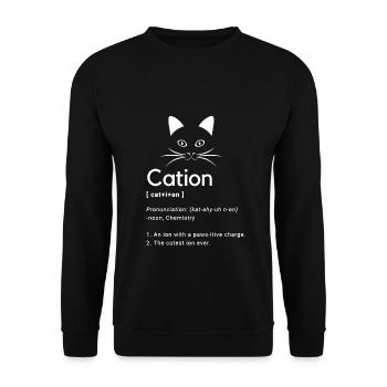 Lustiges Katzen Spruch Design - Unisex Pullover - Schwarz - Vorne - Alina (178cm) & Michal (187cm)