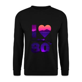 I Love The 80s Liebe Vintage Herz Geschenk - Unisex Pullover - Schwarz - Vorne - Alina (178cm) & Michal (187cm)