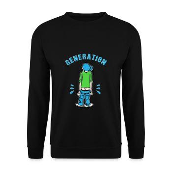 Generation Baggy Pants Tiefe Hose 80er 90er Retro - Unisex Pullover - Schwarz - Vorne - Alina (178cm) & Michal (187cm)