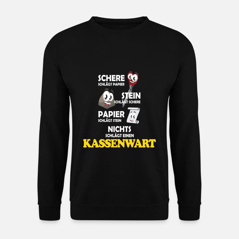 Schere Stein Kassenwart lustiger Spruch - Unisex Pullover - Schwarz