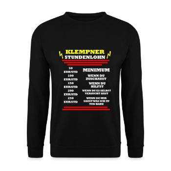 Klempner Stundenlohn - Unisex Pullover - Schwarz - Vorne - Alina (178cm) & Michal (187cm)