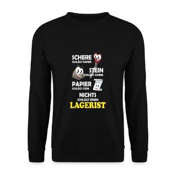 Lageristen Spruch Motiv lustig - Unisex Pullover - Schwarz - Vorne - Alina (178cm) & Michal (187cm)