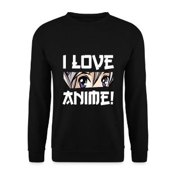 I Love Anime - Unisex Pullover - Schwarz - Vorne - Alina (178cm) & Michal (187cm)