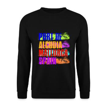 Port De Alcudia Spanien Balearen Mallorca Urlaub - Unisex Pullover - Schwarz - Vorne - Alina (178cm) & Michal (187cm)