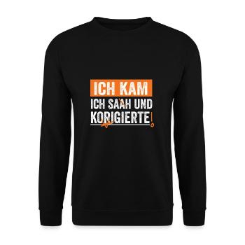 deutschlehrer lustig spruch - Unisex Pullover - Schwarz - Vorne - Alina (178cm) & Michal (187cm)