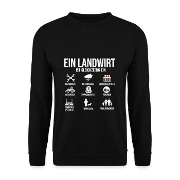 EIN LANDWIRT - Unisex Pullover - Schwarz - Vorne - Alina (178cm) & Michal (187cm)