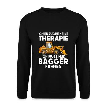 Bagger fahren Therapie - Unisex Pullover - Schwarz - Vorne - Alina (178cm) & Michal (187cm)
