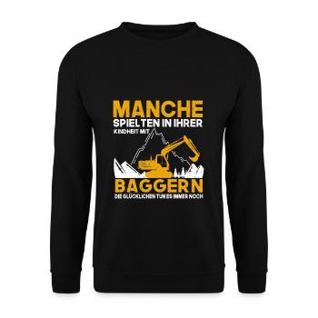 Bagger Kindheit Baggerfahrer - Unisex Pullover - Schwarz - Vorne - Alina (178cm) & Michal (187cm)
