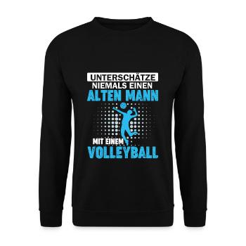 alter Mann mit einem Volleyball - Unisex Pullover - Schwarz - Vorne - Alina (178cm) & Michal (187cm)