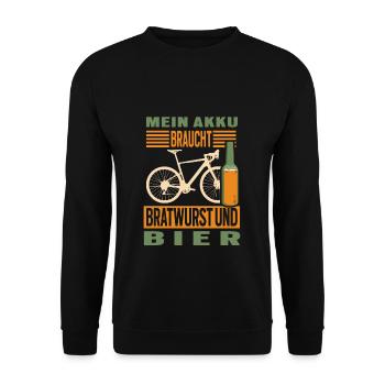 Fahrrad Bratwurst und Bier Radtour Grillen - Unisex Pullover - Schwarz - Vorne - Alina (178cm) & Michal (187cm)