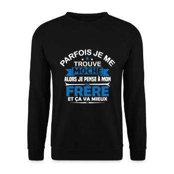Parfois Je me trouve moche frère - Sweat-shirt Unisexe - noir - Devant - Alina (178cm) & Michal (187cm)