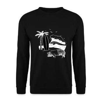 Pig Surfboard Surfboard Surfer Beach - Unisex Sweatshirt - black - Front - Alina (178cm) & Michal (187cm)
