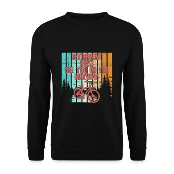 Pension Rente 2023 Rentner Fahrrad Opa Oma Vintage - Unisex Pullover - Schwarz - Vorne - Alina (178cm) & Michal (187cm)