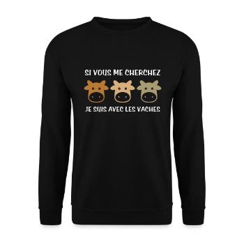 Cadeau agriculteur éleveur de vaches - Sweat-shirt Unisexe - noir - Devant - Alina (178cm) & Michal (187cm)