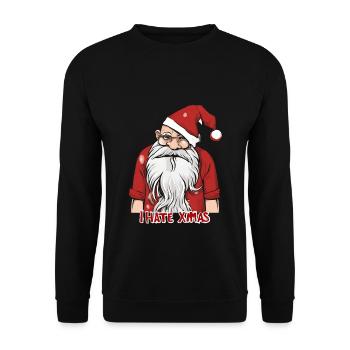 Je déteste Noël Saint-Nicolas Cadeaux Vacances - Sweat-shirt Unisexe - noir - Devant - Alina (178cm) & Michal (187cm)