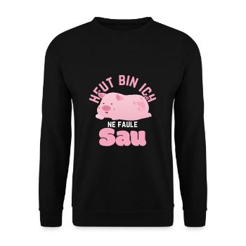Pig T-Shirt Today I'm a lazy sow - Unisex Sweatshirt - black - Front - Alina (178cm) & Michal (187cm)