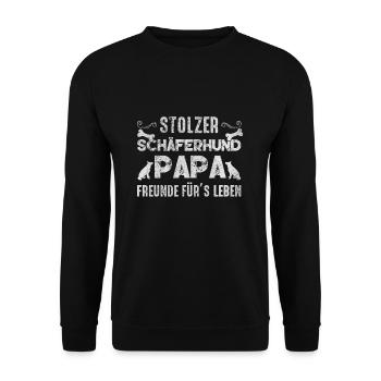 Proud Shepherd Papa Friends For Life - Unisex Sweatshirt - black - Front - Alina (178cm) & Michal (187cm)