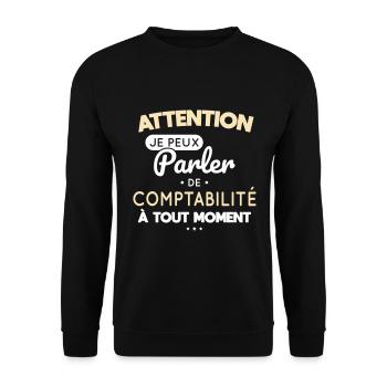 Je peux parler de comptabilité à tout moment - Sweat-shirt Unisexe - noir - Devant - Alina (178cm) & Michal (187cm)