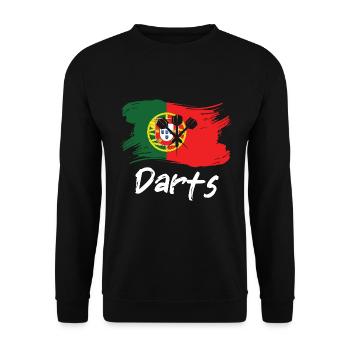 Portugal Dart Spieler Design / Dartboard - Unisex Pullover - Schwarz - Vorne - Alina (178cm) & Michal (187cm)