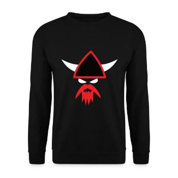 Cooles Wikinger Design - Eric der Rote - Unisex Pullover - Schwarz - Vorne - Alina (178cm) & Michal (187cm)