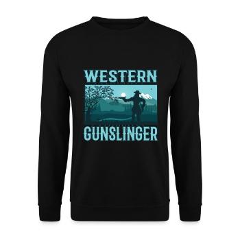 Western Gunslinger, the cool cowboy design - Unisex Sweatshirt - black - Front - Alina (178cm) & Michal (187cm)