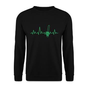 HEARTBEAT CHAINSAW CHAINSAW ECG WOODWORKING - Unisex Sweatshirt - black - Front - Alina (178cm) & Michal (187cm)