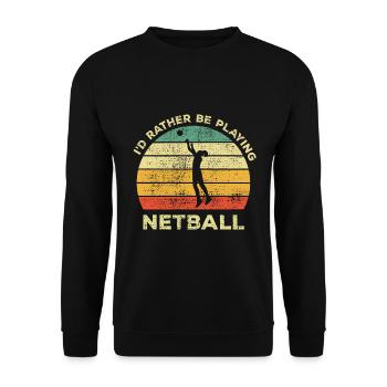 Lustig, ich würde lieber Korbball Korfball spielen - Unisex Pullover - Schwarz - Vorne - Alina (178cm) & Michal (187cm)