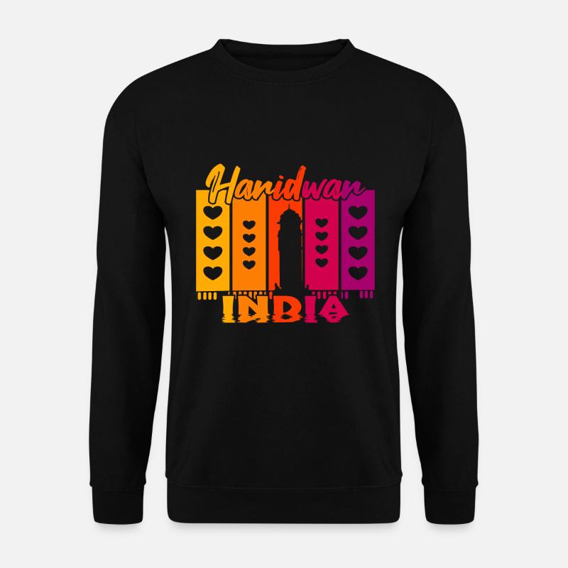 Haridwar India Sonnenuntergang - Unisex Pullover - Schwarz