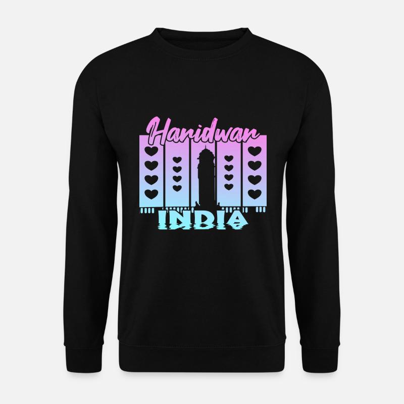 Haridwar India Sonnenuntergang - Unisex Pullover - Schwarz