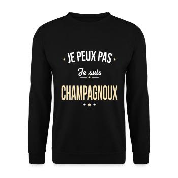 Je peux pas je suis Champagnoux - Sweat-shirt Unisexe - noir - Devant - Alina (178cm) & Michal (187cm)