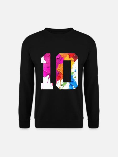 FARBIG NUMMER 10 BUNT 10. GEBURTSTAG - Unisex Pullover - Schwarz