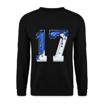 NON. 17 NUMÉRO 17 BLEU BLANC 17E ANNIVERSAIRE - Sweat-shirt Unisexe - noir - Devant - Alina (178cm) & Michal (187cm)