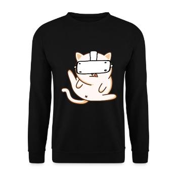 VR Cat - Virtual Reality - Unisex Sweatshirt - black - Front - Alina (178cm) & Michal (187cm)