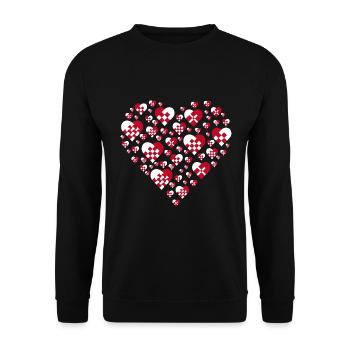 Julehjerte Danish Pleated Christmas Hearts - Unisex Sweatshirt - black - Front - Alina (178cm) & Michal (187cm)