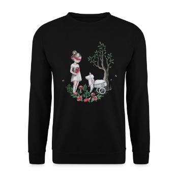 The Easter Lamb - Kunst für Tierrechte - Unisex Pullover - Schwarz - Vorne - Alina (178cm) & Michal (187cm)