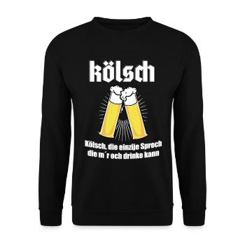 Kölsch Kölscher Spruch den man drinke kann in Köln - Unisex Pullover - Schwarz - Vorne - Alina (178cm) & Michal (187cm)