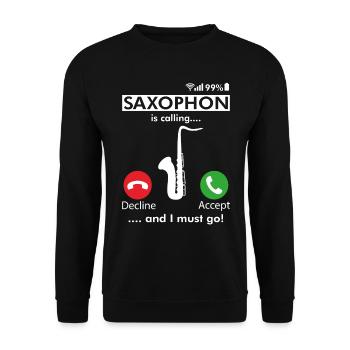 Appeler saxophone saxophoniste - Sweat-shirt Unisexe - noir - Devant - Alina (178cm) & Michal (187cm)