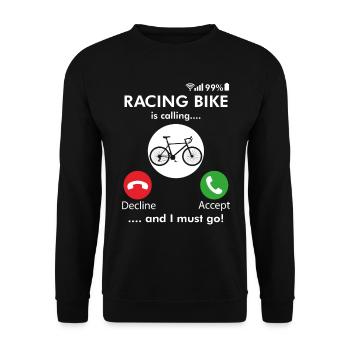 Rennrad fahren Radfahrer anrufen - Unisex Pullover - Schwarz - Vorne - Alina (178cm) & Michal (187cm)