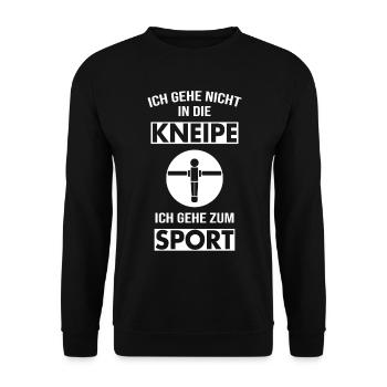Tischkicker Fußball Kneipe Spruch - Unisex Pullover - Schwarz - Vorne - Alina (178cm) & Michal (187cm)