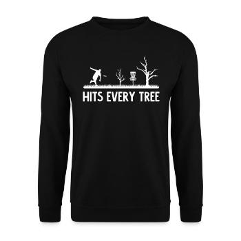 Discgolfer Hits every Tree Discgolf Disc Golf - Unisex Pullover - Schwarz - Vorne - Alina (178cm) & Michal (187cm)